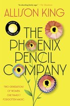 Boek "The Phoenix Pencil Company" van Allison King. Gele kaft met vier bloemen van potloodslijpsel met silhouetten erin. Reese's Book Club.