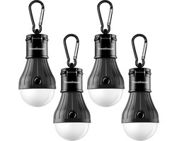 Travelhawk Camping lamp - 4 Stuks - Kampeerlamp - Tentlamp - Noodverlichting - Op Batterijen - Zwart