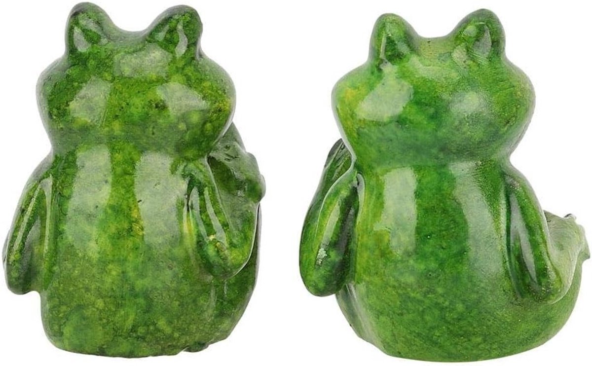 2 Stuks Houten Kikker Beeldjes - Mooie Decoratie voor Binnen en Buiten, Tuin en Kantoor Ornamenten