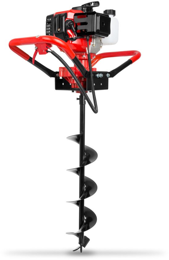 EBERTH grondboormachine, tuinboormachine, benzine, 3 pk, incl. 3 boorkoppen met een diameter van 100, 150 en 200 mm, grote handgreep, 52 cc, tweetaktmotor, 1,2 l tank, centrifugale koppeling, traploze toerentalregeling van EBERTH — afbeelding 5