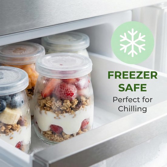 Yoghurt Glazen met Deksel - Dessert Potjes Herbruikbaar - Maaltijden Voorbereiden - Hoogwaardig Glas - 200 ml - Transparant — afbeelding 2