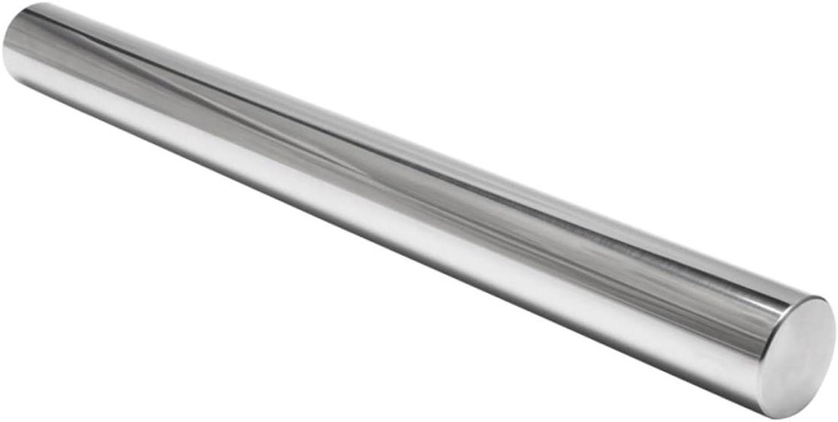 Rolkegel RVS - Deegroller Bakken - Taart Deeg Maken - Verstelbare Dikte - 27.5 cm - Zilver