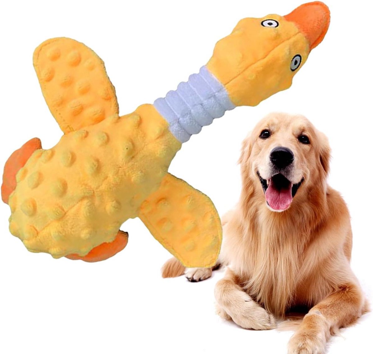 Hond Kauwspeelgoed - Honden Speelgoed - Tandverzorging Hond - Eendenvorm Interactief - 30x25x5 cm - Geel