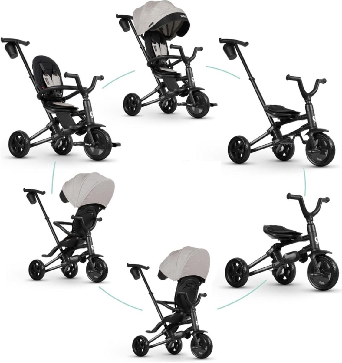 Driewieler - Kinderloopfiets - Buiten spelen - Groeit mee met kind - 110 cm lang - Zwart