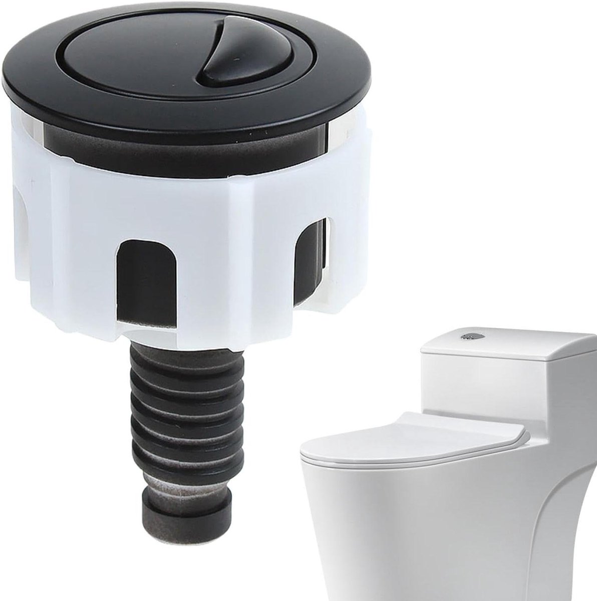 Toiletspoelknop - Dubbele spoelknop - Waterbesparing - Universeel toepasbaar - 49 x 75 cm - Zwart