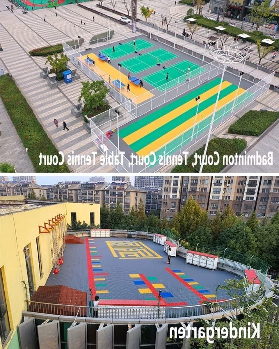 Modulaire Sporttegels - In elkaar grijpende vloer - Buiten Sporten - Antislip & Weerbestendig - 306 cm - Rood
