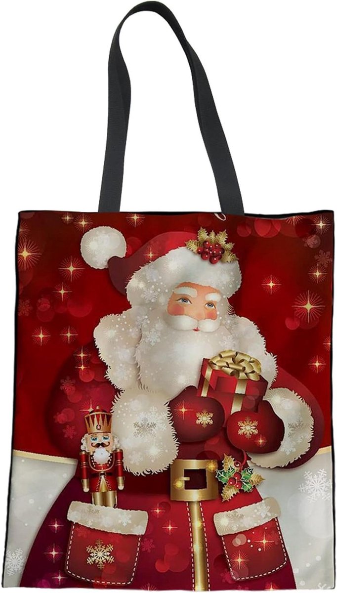 Canvas Tas - Schoudertas Dames - Dagelijks Gebruik - Met Binnenvak - 34 x 42 cm - Santa Print