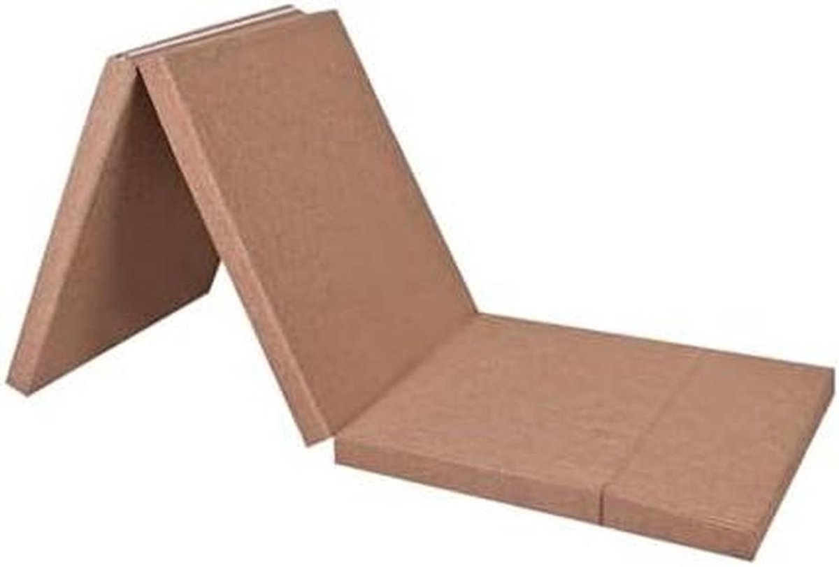 Opvouwbare Matras - Slaapbank Logeerbed - Ruimtebesparend Slapen - Afneembare Hoes - 60x180cm - Donkerbruin