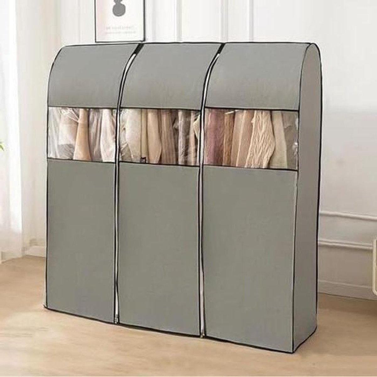Kledinghoes Ademend - Beschermhoes Kledingrek - Kleding Opbergen - Stofvrij en Kreukvrij - Meerdere Maten - Grijs