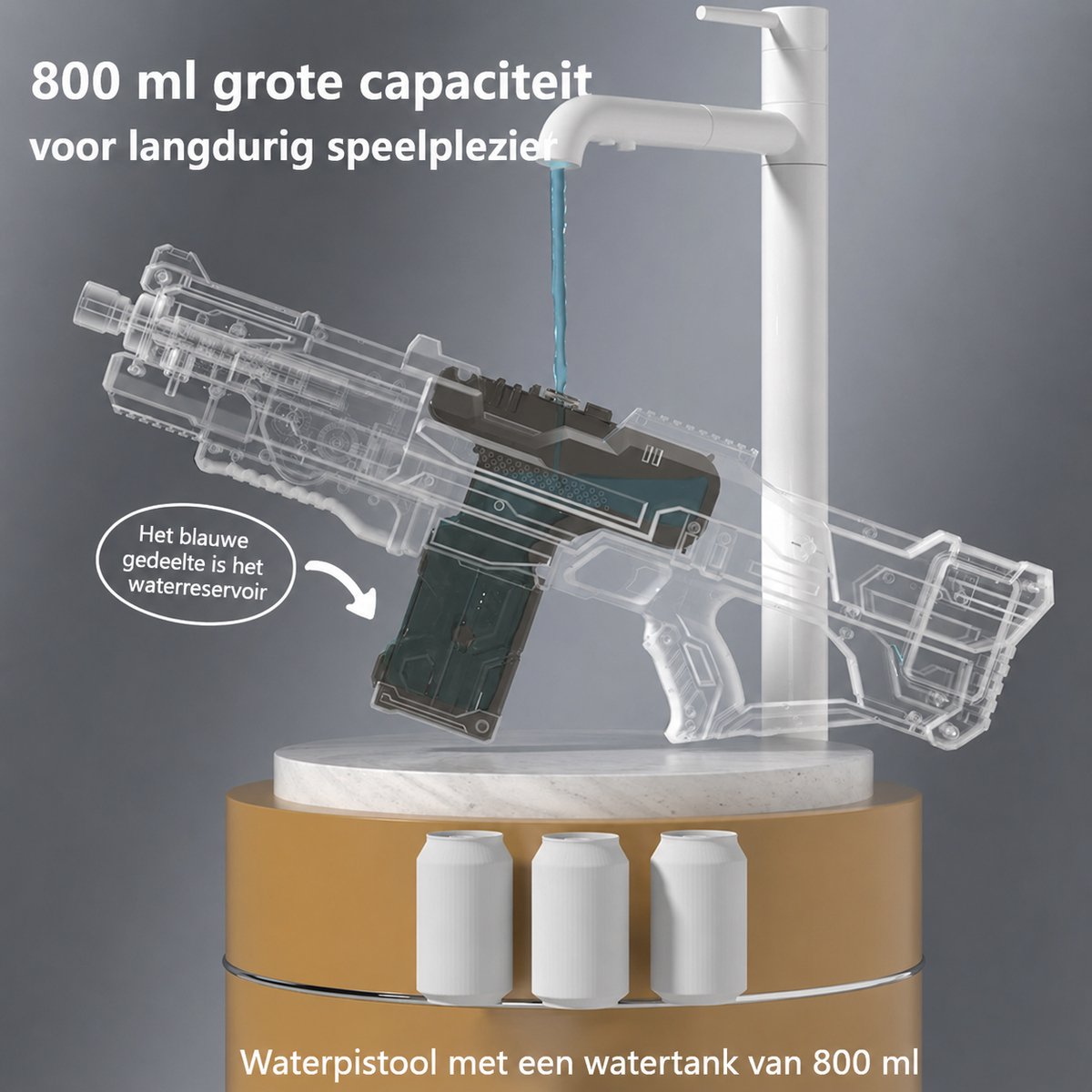 WVspecials Automatisch Waterpistool Blauw - Elektrisch Waterpistool - Watergeweer - Super Soaker - Watergun - Buitenspeelgoed — afbeelding 3