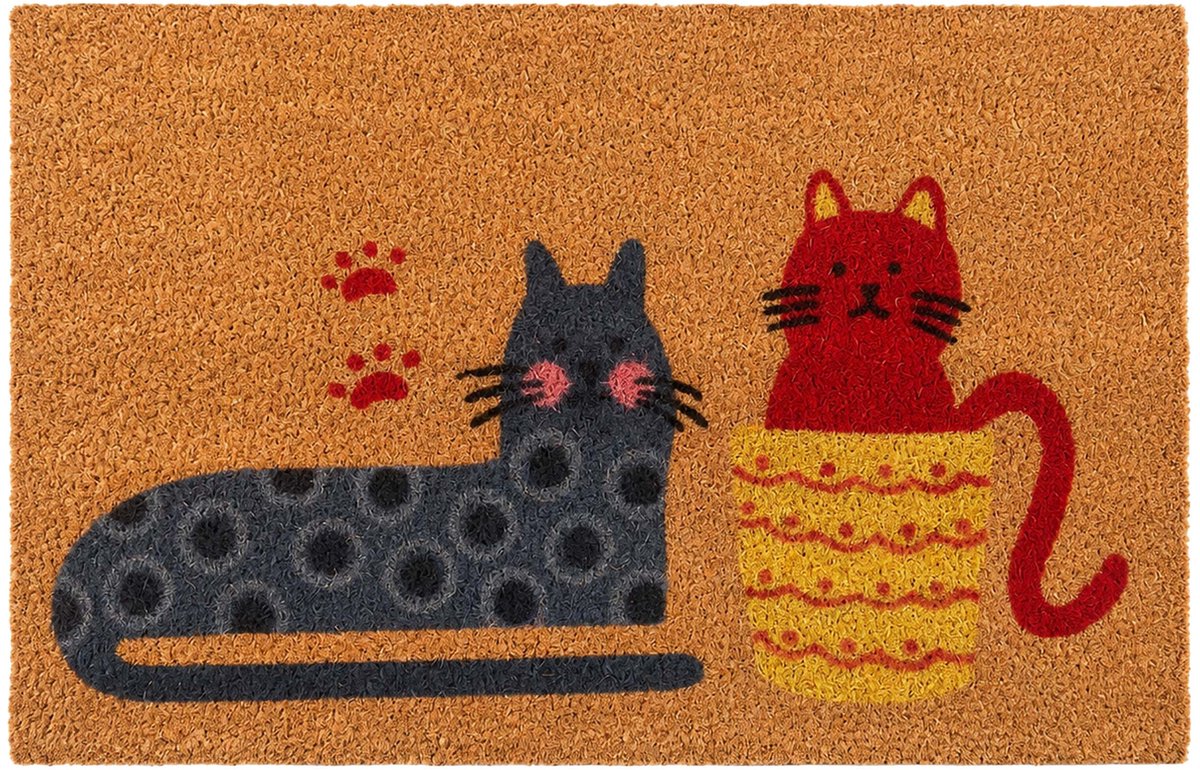 Deurmat kokos - katten - 60x40 cm - antislip