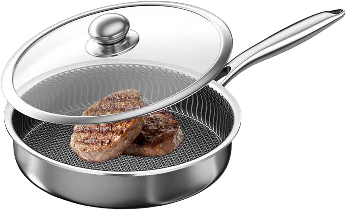Ovenvaste stoofpan - Koekenpan - Koken en braden - Efficiënte warmteverdeling - 28 cm - Zwart