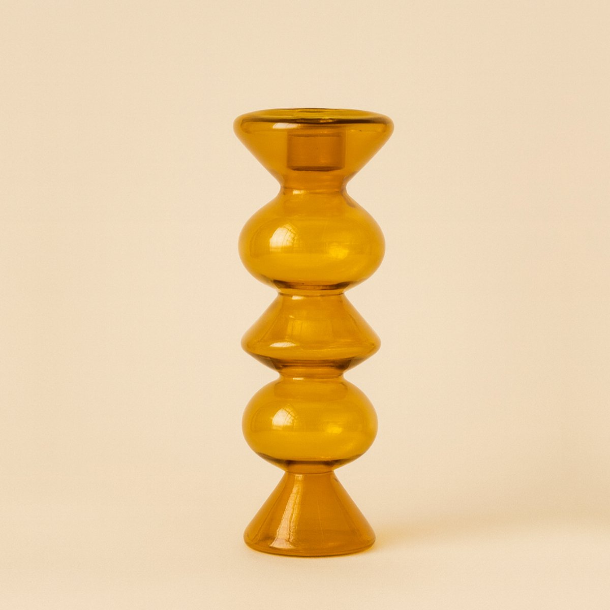 Mondgeblazen Glazen Vaas & Kaarsenhouder Totem - Amber - Ever Desi Studio