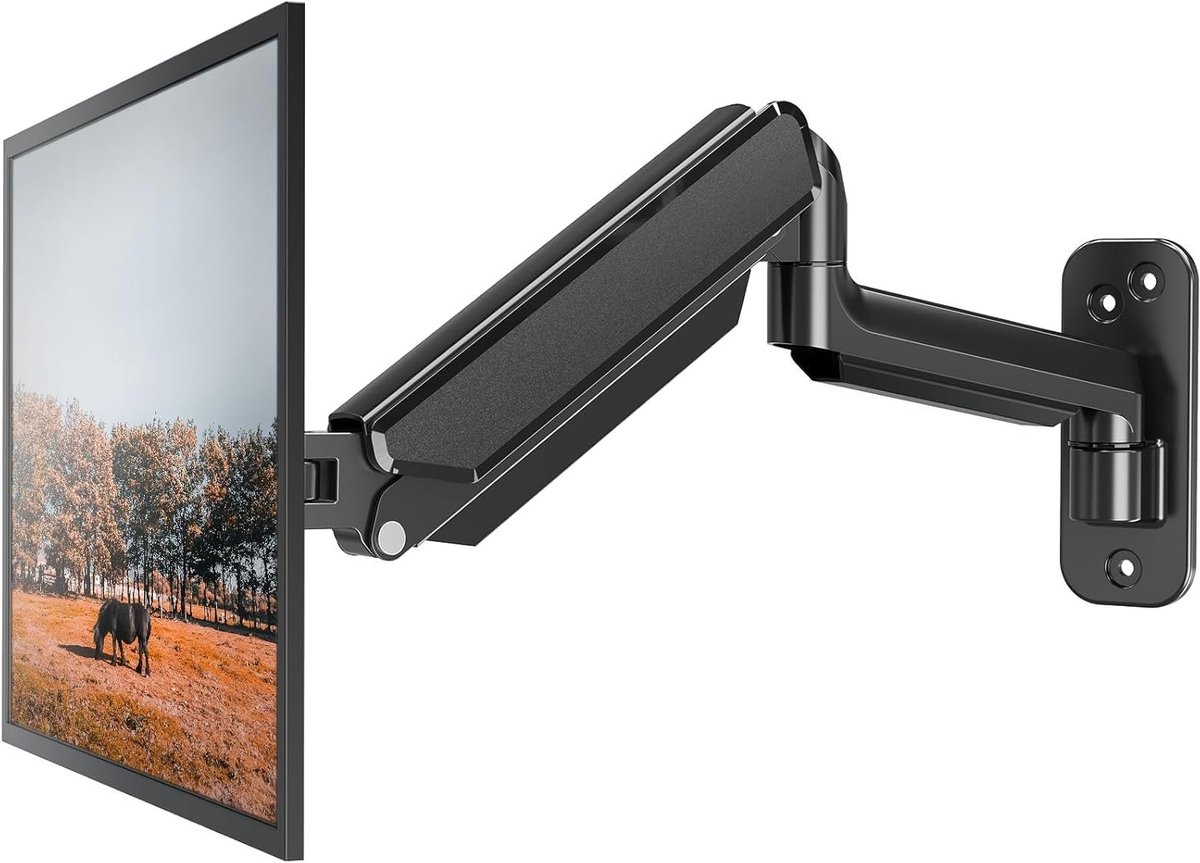 Verstelbare Wandbeugel voor 13-32 Inch Monitoren met Gasveer - VESA 75x75/100x100mm, Tot 8kg, Kantelbaar en Draaibaar