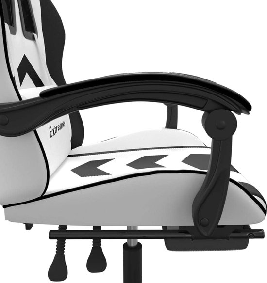 Gaming Stoel - Comfortabele Zetel - Langdurig Zitten - Verstelbare Voetensteun - Niet Gespecificeerd - Zwart Wit — afbeelding 5
