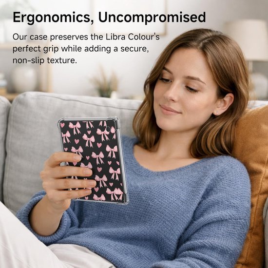 Kobo Libra Colour Hoesje - E-reader Cover - Bescherming E-reader - Verstevigde Hoeken - 7 inch - Waterverf Strik van Kobo — afbeelding 3