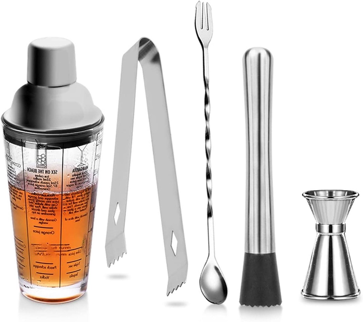 Cocktailshaker Glas - Martini shaker - Cocktails Maken - Lekvast Deksel - 400ml - C