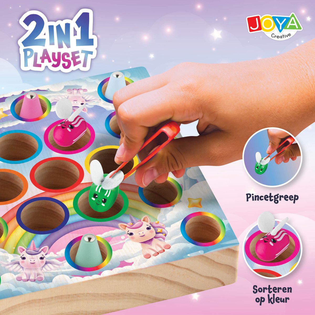 Unicorn Montessori Bord - 2in1 Visspel - Vormen & Visspel - Magneet spel – Houten speelgoed – Sensorisch – Sorteerspel – Activiteitenbord – Peuter Speelgoed – Jongens – Meisjes – Kind – 3 jaar – 4 jaar – 5 jaar – 6 jaar - Joya Creative — afbeelding 3