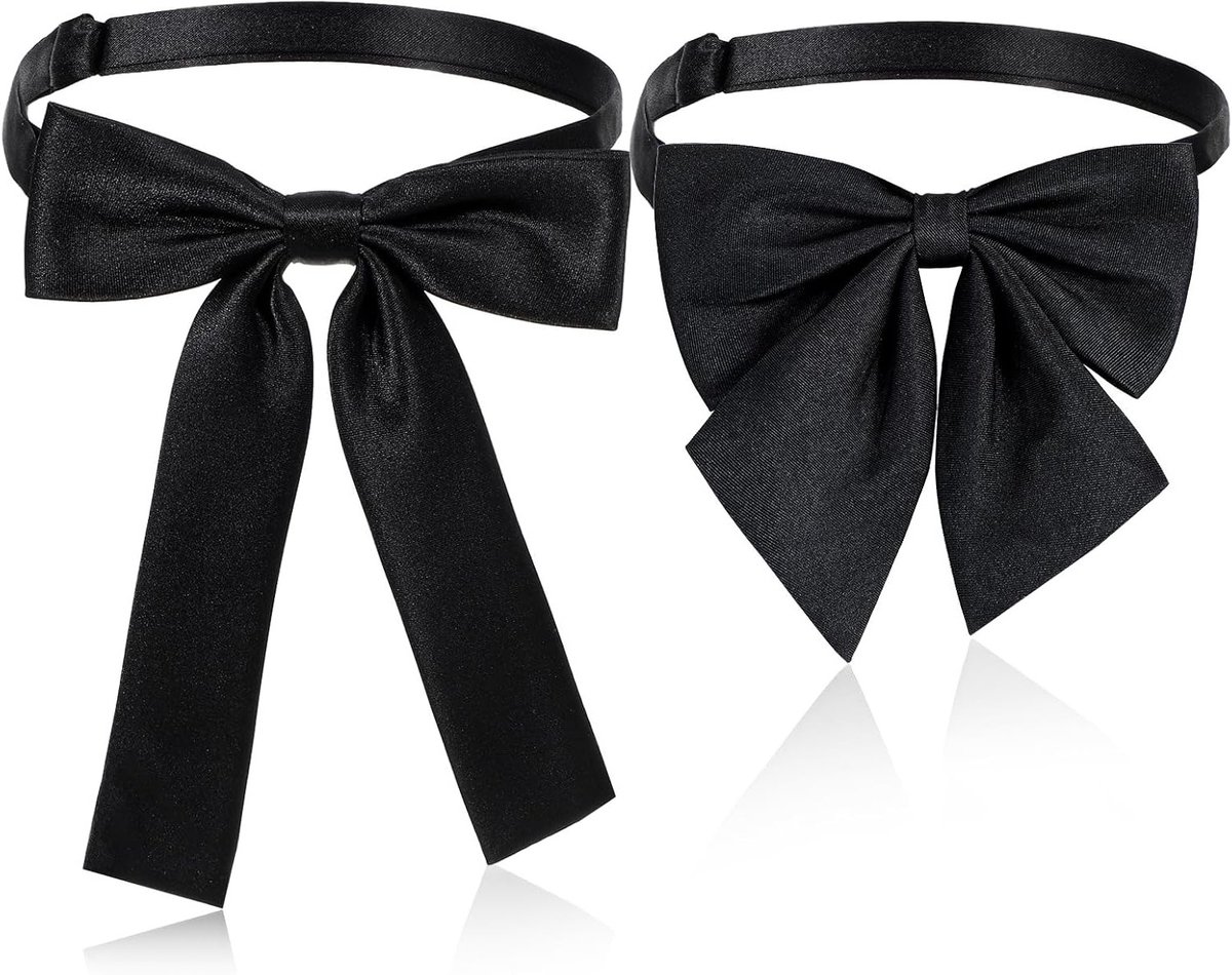 Stijlvolle zwarte strik voor dames, verstelbare pre-tied strik voor blouse, kostuum en cosplay, perfect voor feesten en evenementen