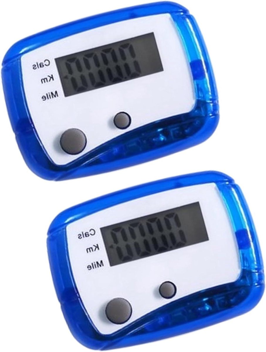 Digitale Stappenteller - Wandelmeter Clip-on - Fitness Bijhouden - Duidelijk Afleesbaar Display - 60 cm Stappenlengte - Blauw