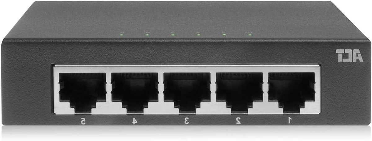 Gigabit Netwerk Switch - Ethernet Hub - Netwerk Uitbreiden - Stille Werking - 5 Poorten - Zwart