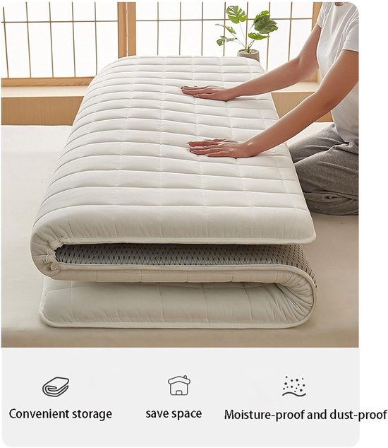 Opvouwbaar Matras - Gastenbed Futon - Comfortabel Slapen - Vierlaags Kernontwerp - 180 x 200 cm - Grijs — afbeelding 5