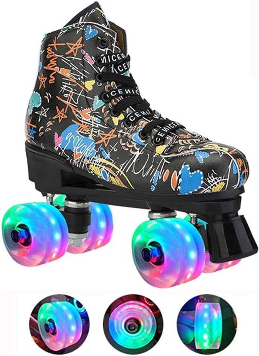 Klassieke Rolschaatsen Dubbele Rij Skates Outdoor Skaten LED Knipperende Wielen