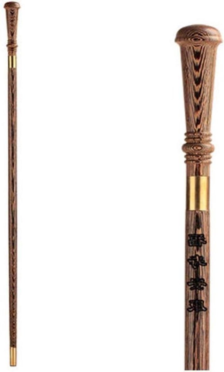 Wandelstok Hout - Steunstok Kruk - Ondersteuning Lopen - Antiek Wortelsnijwerk - 99CM Hoogte - Bruin
