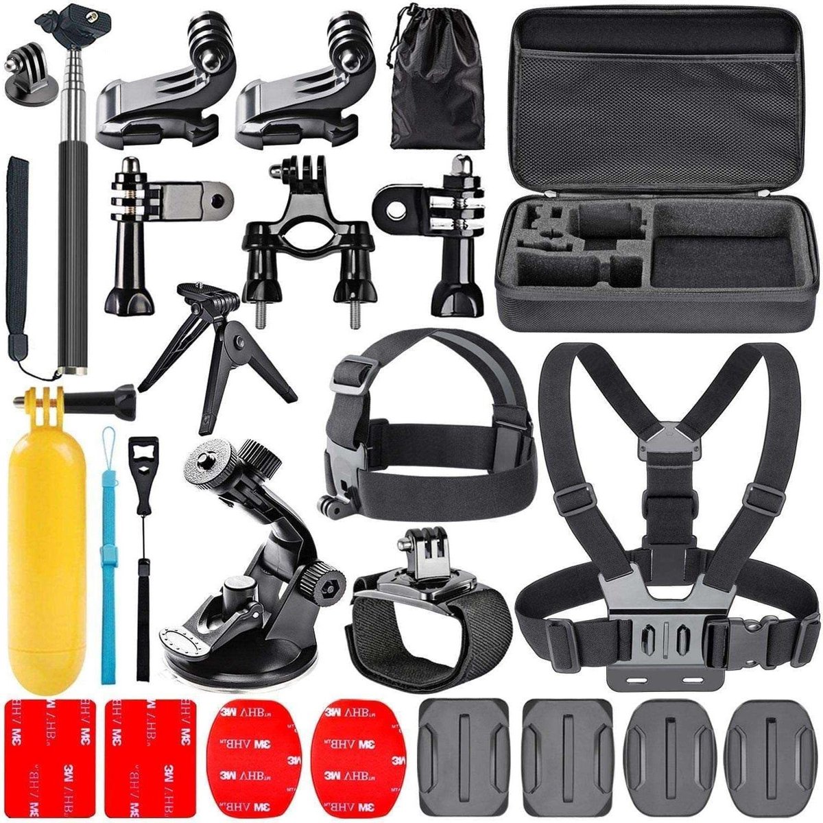 Actiecamera Accessoireset - Camera Kit - Vrije Tijd Activiteiten - 18 Delig - One Size - Zwart