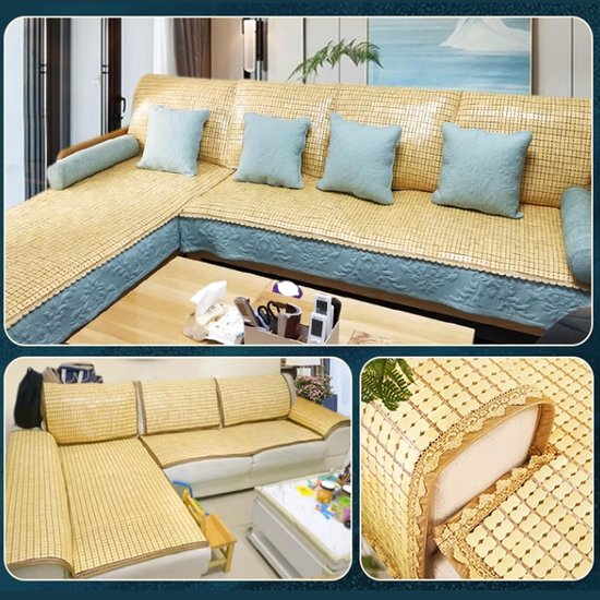 Zomer Slaapmat - Bamboe Mat Bed - Koel Slapen - Natuurlijk Bamboe Materiaal - 70x150cm - Geel — afbeelding 2