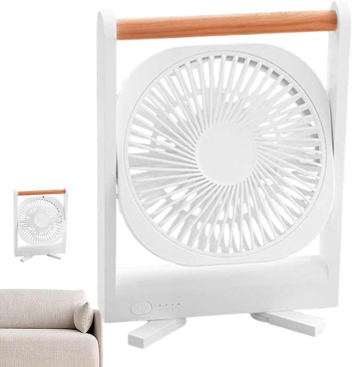 Ventilator Slaapkamer - Kleine Tafelventilator - Stille Koeling - 360 Graden Verstelbaar - 168x37x23cm - Wit