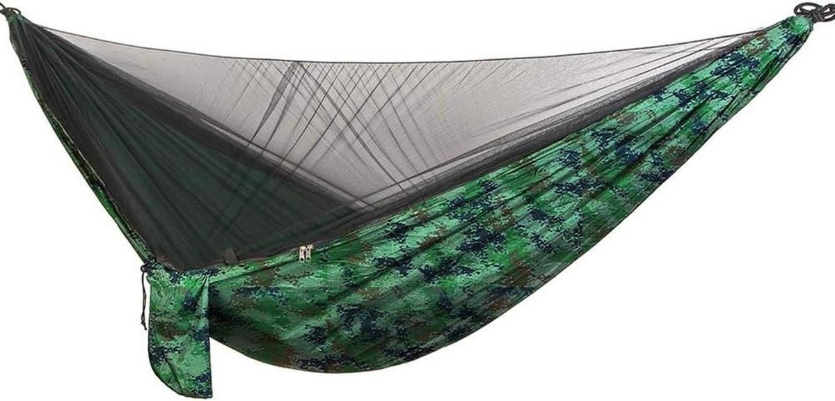 Klamboe Hangmat - Kampeerhangmat Dubbele Hangmat - Buiten Ontspannen - Volautomatische Opening - 290 x 140 cm - Groen