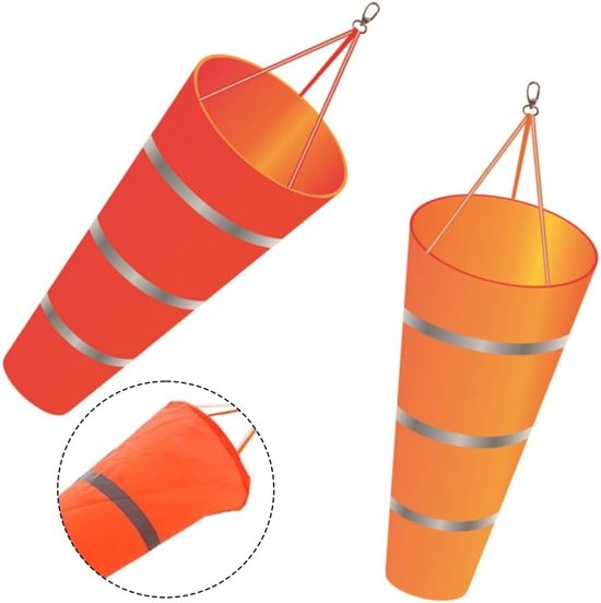 Windzak Meet Instrument - Windzak Windmeter - Windrichting Meten - Reflecterende Riem - 60 cm - Oranje Grijs — afbeelding 3