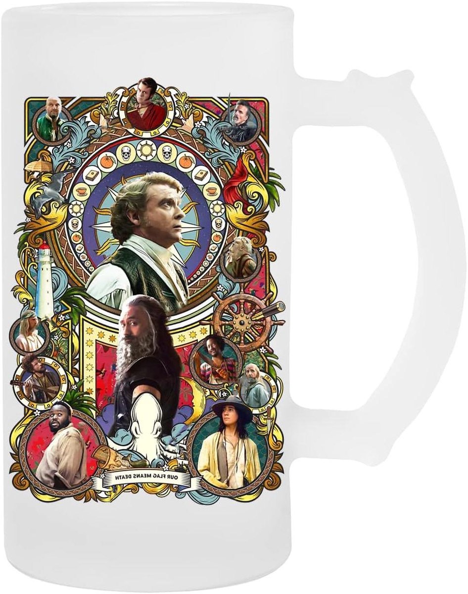 Glazen Bierpul - Beker Mok - Bier Drinken - Art Nouveau Design - 400 ml - Wit