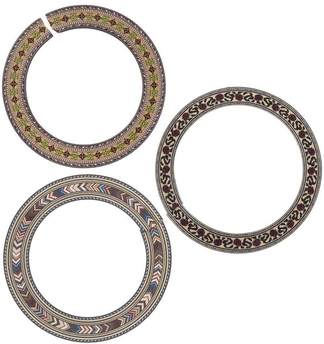 Dailygoody - Gitaar Inlay - Decoratieve Sound Hole - 3 Stuks - Verschillende Patronen - Akoestische Gitaar - Accessoires voor Muzikanten