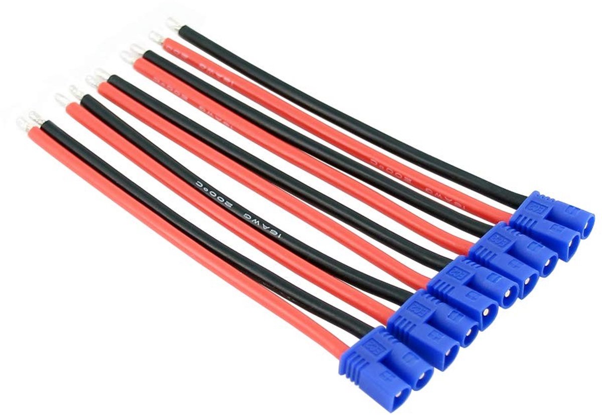 Dailygoody - EC2 Connector Adapters - 5pcs - 16awg Silicone Wire - 10cm - Vervangstukken - Geschikt voor Charger - 5 Adapters