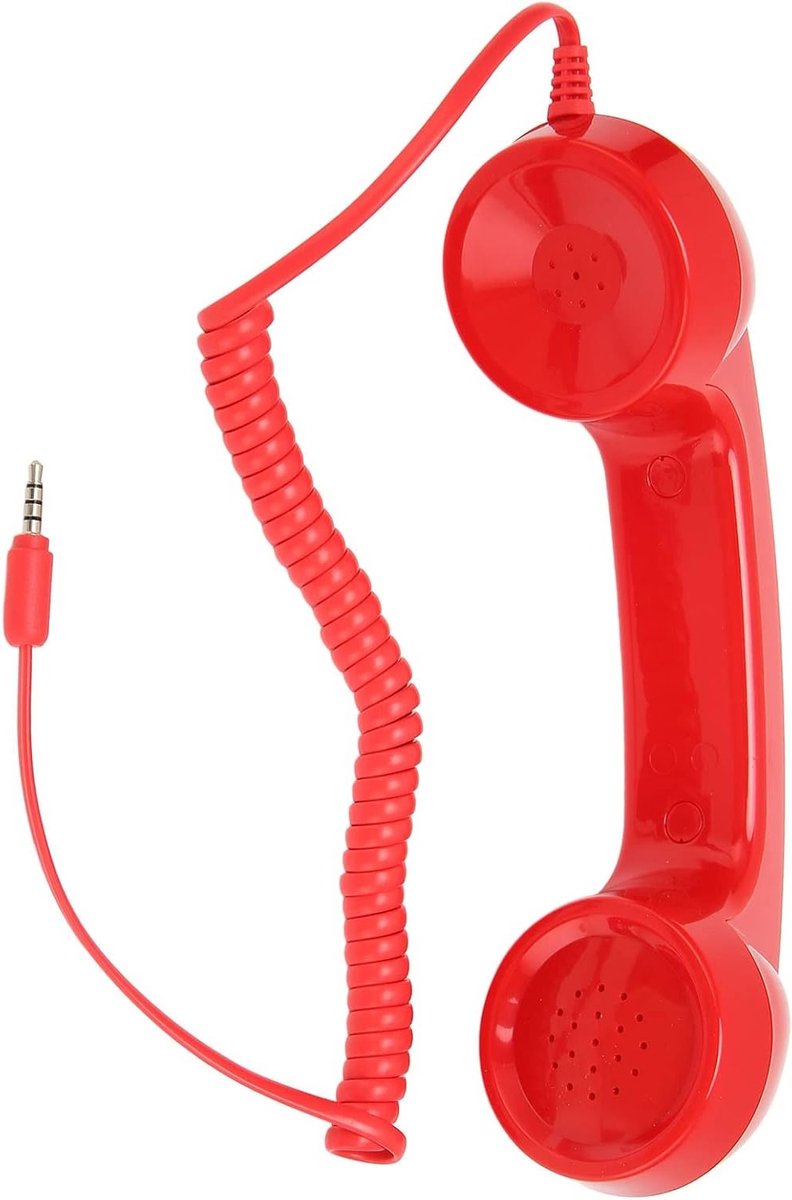 Retro mobiele telefoon headset met microfoon, vintage bedrade hoofdtelefoon voor telefoons, tablets en computers, anti-straling ontwerp in het rood