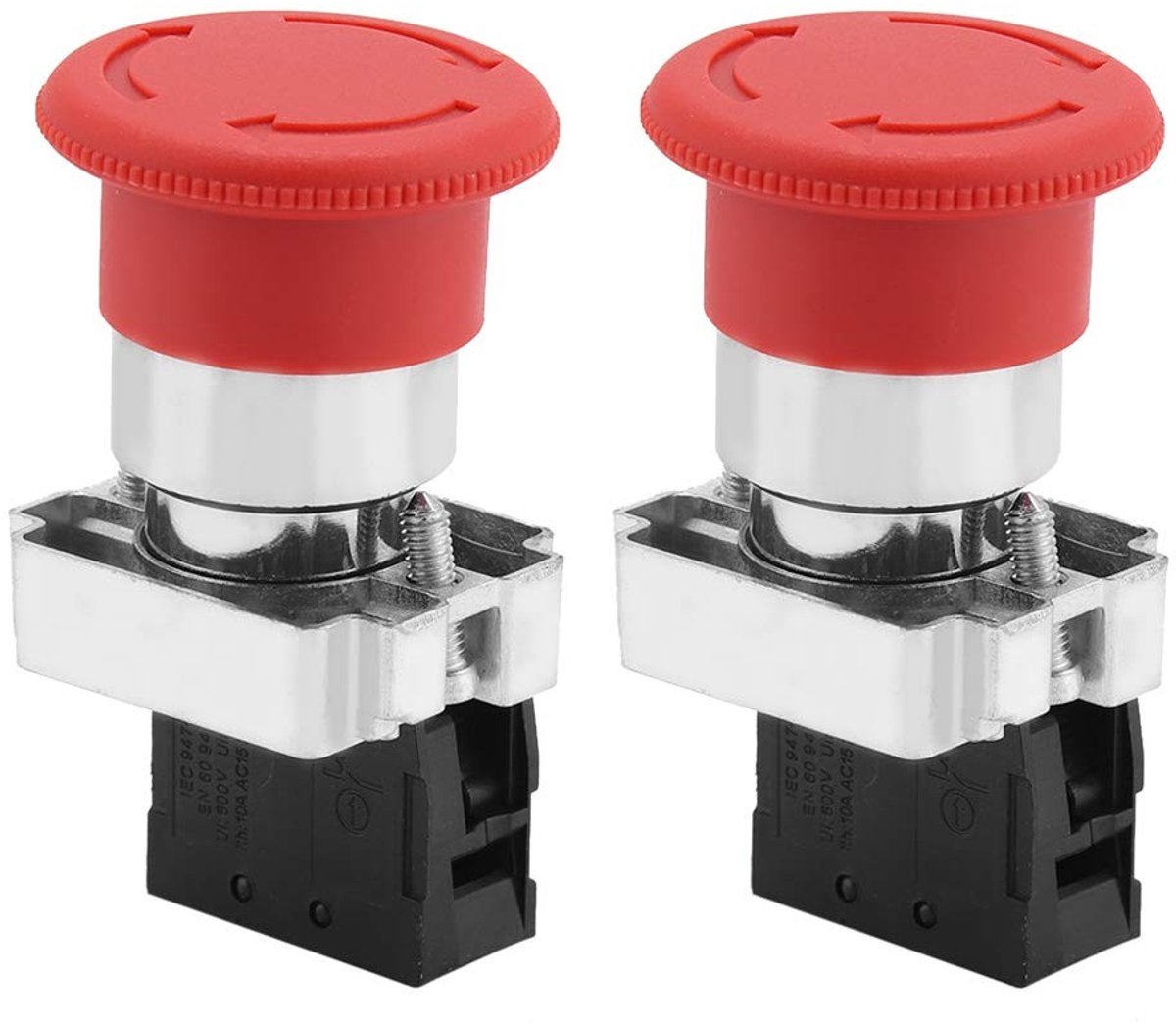 Dailygoody - noodstopknop - 2pcs - stevige installatie - Rood - elektrische schakelaars - compacte drukknoppen - geschikt voor panelen