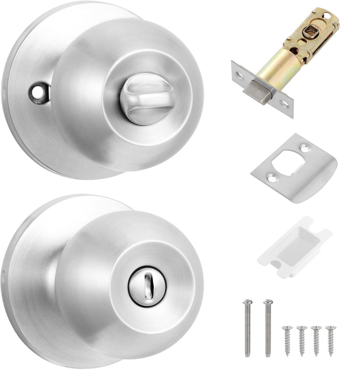 Dailygoody - Privacy Deurslot - Sleutelloze Deurknop - Eenvoudige installatie - Zilver - Modern Design - Geschikt voor Binnen - Ronde Vorm