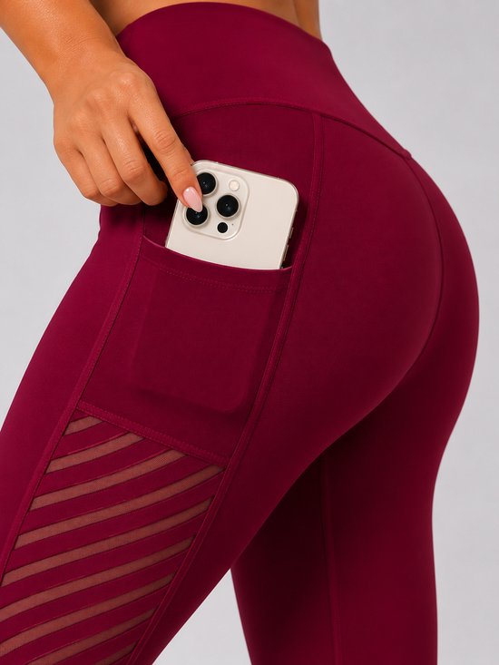 SparkNine Novawave sportlegging dames - squatproof - ademend - met zakken - L - rood - mesh panelen - elastisch & stijvol — afbeelding 3