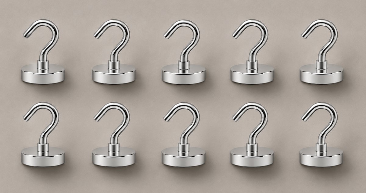 MONTKIARA Magneethaken Zilver 10 kg - Krachtige Grondmagneten met Haak voor Koelkast & Cruise - Set van 10 Stuks