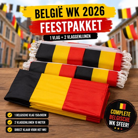 Pack Championnat d'Europe de Football 2024 België - 9 pièces / Diables Rouges / Drapeau belge 150x90cm / Kroon / Maquillage / Clap bars