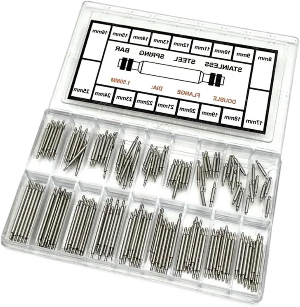 Horloge Pinnen - Veer Pinnen - Horloge Reparatie - Dubbelzijdig - 8-25mm - Zilver