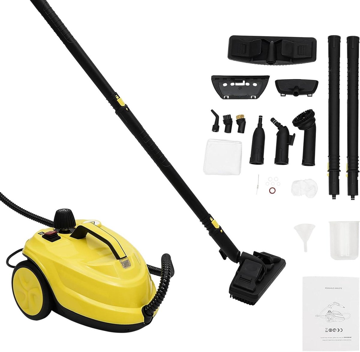 Stoomreiniger - Hogedrukreiniger Draagbare stomer - Dieptereiniging Huis - 16 Accessoires - 18 Liter - Geel