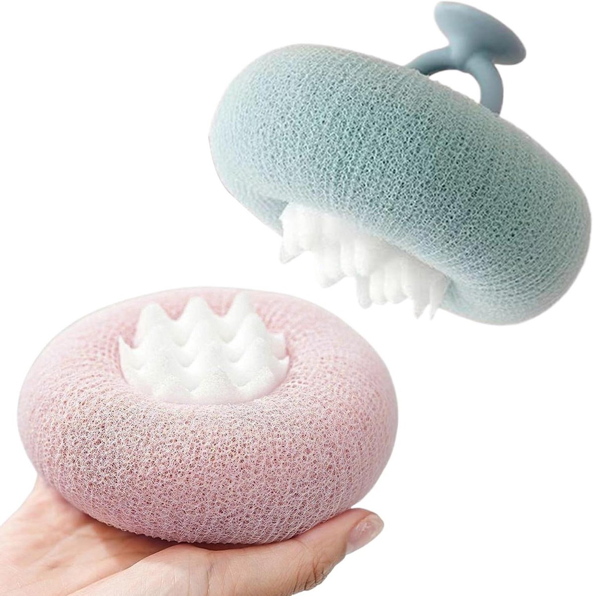 Douche Spons - Washandje Luffa - Lichaam Reinigen - Zonnebloem Vorm - 2 Stuks - Geel