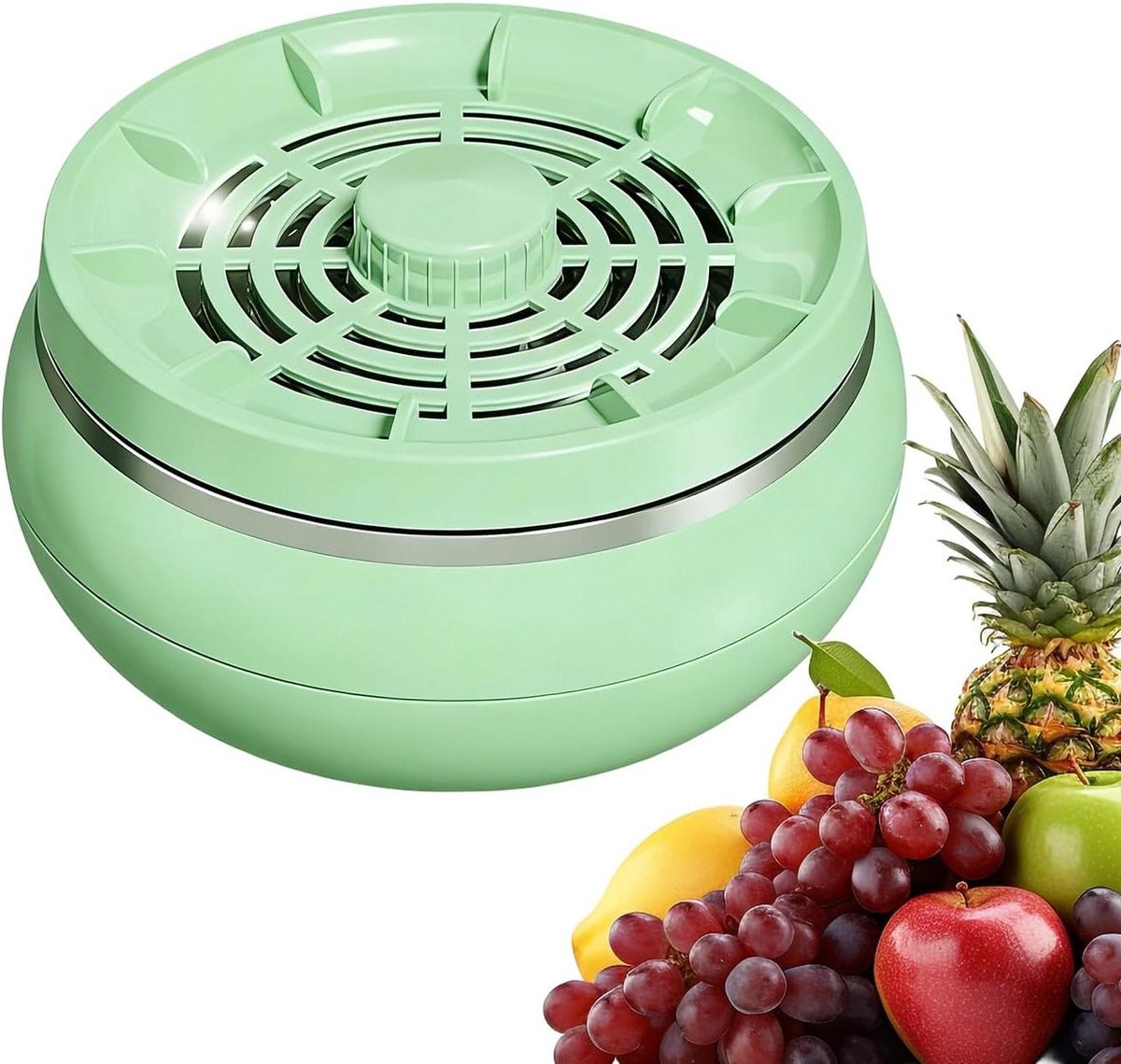 Fruit Cleaner Machine - Food Purifier - Hygiënisch Eten - Geavanceerde Reinigingstechnologie - 14.7L x 14.6B x 8.2H cm - Groen