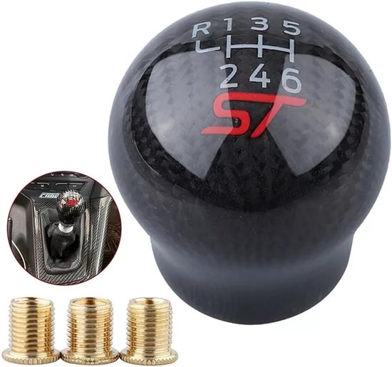 Schakelpookknop Carbon Fiber - Pookknop Auto - Auto Interieur Upgraden - 6 Versnellingen Racing Stijl - Standaard Maat - Zwart — afbeelding 4