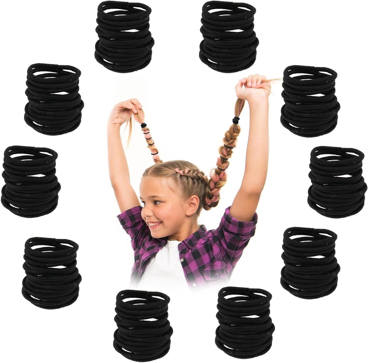 300 Stuks Zwarte Haarelastiekjes, 2mm Elastische Mini Haarbandjes, Schadevrije Ponytail Holders voor Vrouwen en Meisjes, Ideaal voor Diverse Haarstijlen