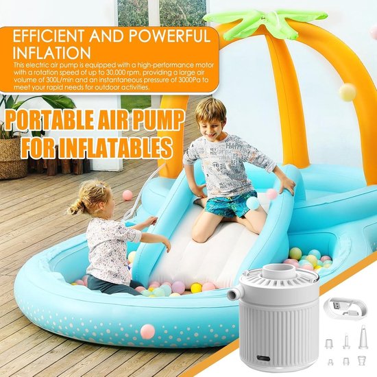 Elektrische Luchtpomp - Draagbare Pomp Luchtbed - Kamperen en Reizen - Ingebouwde LED Lamp - 181 g - Wit — afbeelding 4