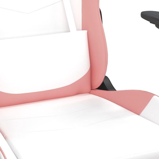 Gaming Stoel - Computerstoel Fauteuil - Comfortabel Zitten - Met Massagefunctie - 1 stuk - Wit en Roze — afbeelding 2